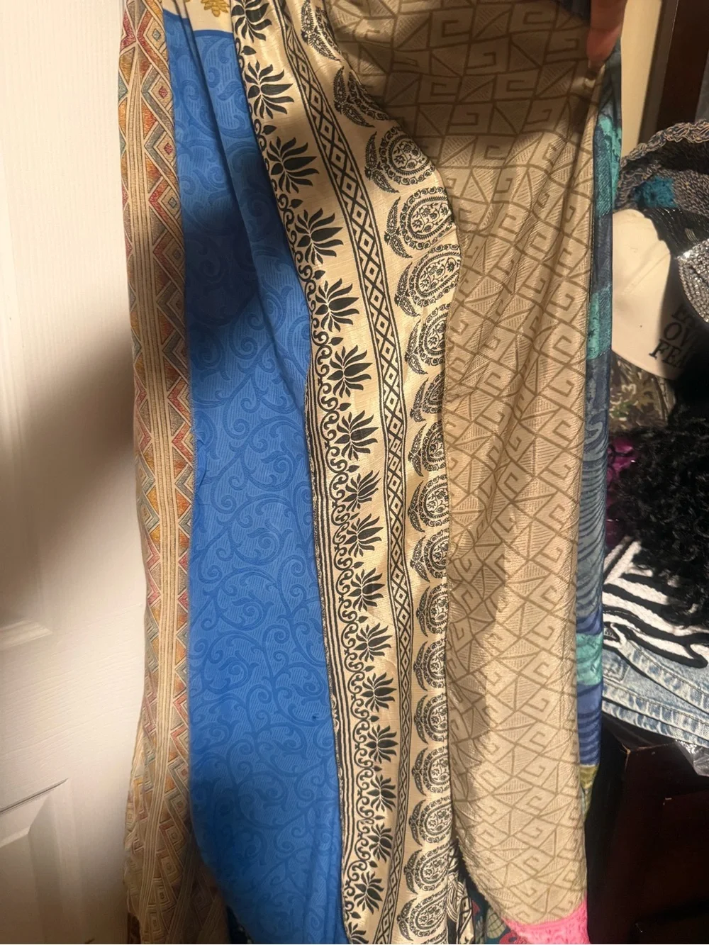 Multi-Color Bohemian Panel Curtain with Navy Top dress or skirt